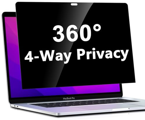 PYS 4-Way Privacy Screen for MacBook Air 13 inch (2018-2021, M1), 360 Degree Anti-Spy Privacy Filter, Matte Finish Anti-Glare Protector, Anti-Scratch Film Guard