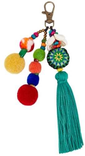 Beebeecraft Boho Schlüsselanhänger Bunt Quaste Taschenanhänger