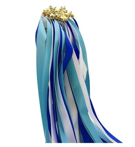 Wedding Twirling Streamers 25 Stücke Band Hochzeit Zauberstäbe Handheld Band mit Holzstab Glocke Hochzeit Party Hochzeit Band Stick Hochzeitsdekoration für Hochzeit(7)