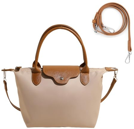 Long Keeper Kleine Crossbody Tasche für Damen Umhängetasche Kompakte Leicht Frauen Handtasche Handy Nylon Schultertasche Mit Leder Top-Griff Abnehmbarer Gurt