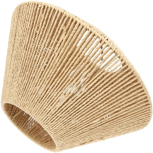 Papiergeflecht Lampenschirm Dekorativ Retro, für E27 | Zen Stil, Rustikale Optik, für Schlaf und Wohnzimmer, Innendurchmesser 4cm, Leicht zu Montieren