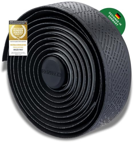 CONTEC Lenkerband SuperComfort.Grip MG, 2200x30x3,5 mm, aus Polyurethan, selbstklebend und rutschsicher, mit Silikonstreifen und 2 Lenkerstopfen, Paar, schwarz