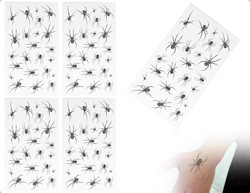 AOYEGIC 4 Blatt Spinnen Temporäre Tattoos Aufkleber,Damen Klebetattoos,Kostüm Zubehör Deko,verwendet für Faschingskostüm Masquerade Party Mottoparty Bühnenauftritt