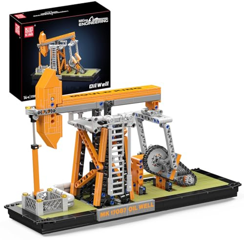 Mould King 17087 Technik Ölfeldmodells Bausatz mit Motor, 840+ Teile Elektro Baumaschinen Bausteine Spielzeug, Industrieller Förderanlagen Modellbau, STEM Konstruktionsspielzeug für Erwachsene
