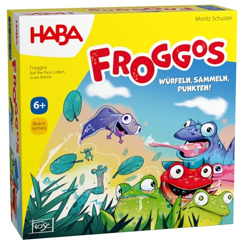 HABA Froggos Sammelspiel – Würfelspiel ab 6 Jahren mit frechen Spielzügen – für die ganze Familie – kompaktes Reisespiel & Mitbringspiel – 2012811001