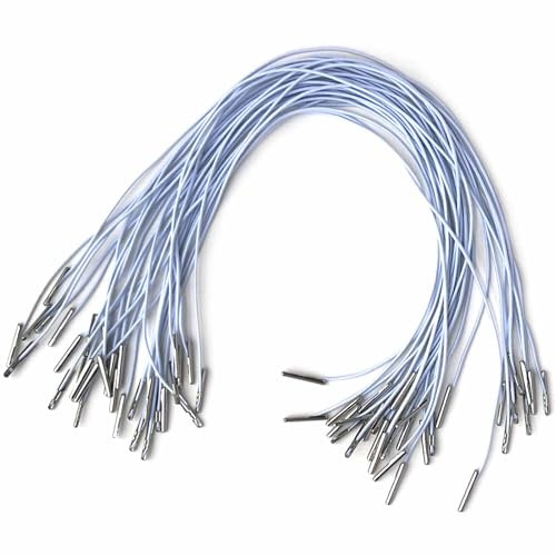 Elastische Widerhakenschnur mit Metallenden, 32 cm, weiß, dehnbar, runde Schnur für Masken, Partyhüte, Buchbindung, Schlüsselband zum Basteln, 30 Stück