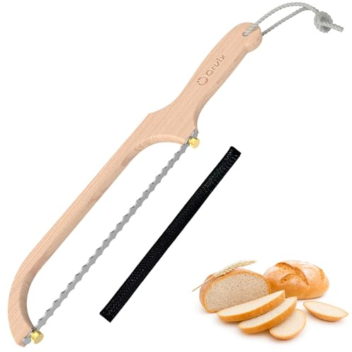 ORVIX Bread Knife for Homemade Bread, Sourdough Bread Knife, 16 Inches Bread Slicer, 10.6 Inches Double Sided Serrated Stainless Steel Blade, 45mm Knuckle Clearance, Beech Wood Bow Design
