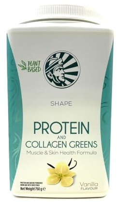 Sunwariior Shape Protein, Collagen Greens, Vanilla Flavoured, Glutenfrei, Non-GMO Vegan 750g