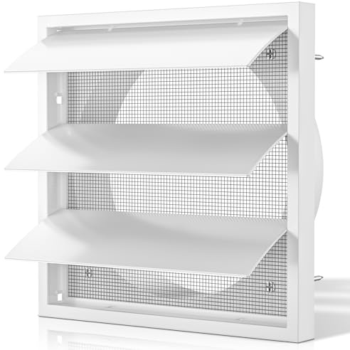 HG Power 100mm Air Vent Cover Gravity Grille Louvred for Ventilation | 4 inch ABS Wall Vent with Flyscreen Tumble Dryer, Extractor Fan, Garage, Bathroom, Kitchen, Outside Wall, White