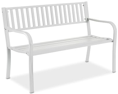 Relaxdays Gartenbank, bequemer 2-Sitzer, robuste Metallbank, für Terrasse, Balkon, HBT 82 x 127,5 x 59,5 cm, Farbwahl | Sitzbank Garten, Terrasse, Balkon, Parkbank