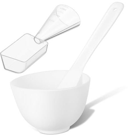 Veemoon Juego de Cuenco Resistente y Portátil Blanco Espátula y Cepillo Aplicador para Mezclar Productos de Cuidado Facial para Mascarillas Faciales de Silicona en Viajes