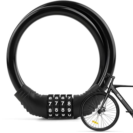 4 Dígitos Candados Antirrobo Bicicletas Infantil, Cable De Bicicleta Espiral Antirrobo Candado Para Productos Al Aire Libre,Adecuado Para VehíCulos EléCtricos,Cochecitos De Bebé (Negro)