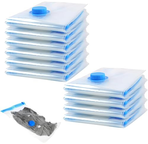 FAINCA 10 Stück Vakuumbeutel für Kleidung Reise 35x50cm Vacuum Bags (Transparent)