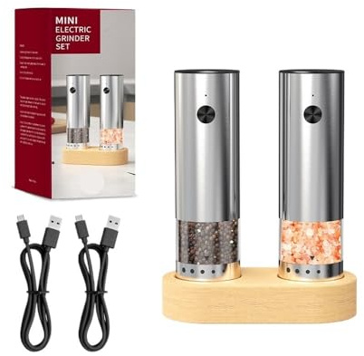 Molinillo de pimienta automático recargable por USB, grosor ajustable, molinillo de sal y pimienta para molinillo de especias de cocina (KYMQ-82A-BS)