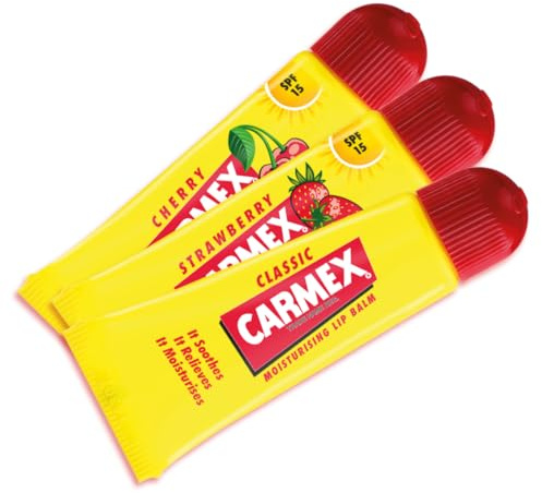 Carmex 3 x 10g Lippenbalsam mit SPF15 - Kirsch-, Klassik- und Erdbeerduft