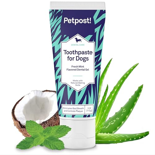 Petpost | Pasta Dental Para Perros - Gel Dental a Base De Bicarbonato De Sodio Y Aceite De Coco Que Naturalmente Mata El Mal Aliento - Desaparecen Las Caries Y Caries Dentales - Sabor a Menta