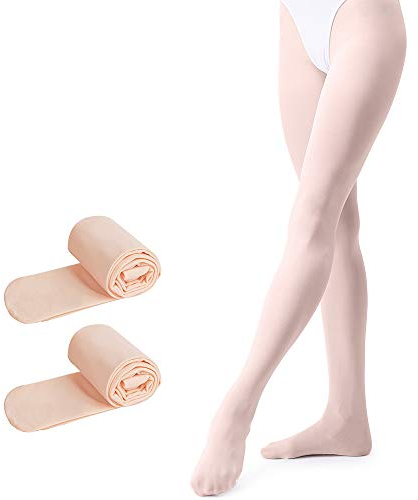 tanzdunsje Ballett Strumpfhose Kinder Tanzstrumpfhose mit Fuß für Mädchen und Damen,Ballettrosa * 2 S