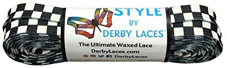 Derby Laces Style Wide 10mm Waxed Lace for Roller Skates, Hockey Skates, Boots, and Regular Shoes