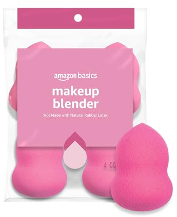 Amazon Basics Large Makeup Blender Sponges, Reusable, for Full or Sheer Coverage, 4-Pack (Previously Solimo)