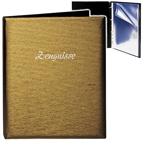 alles-meine.de GmbH A4 - Ringbuch/Zeugnisringbuch - Zeugnisse 3D Metallic Effekt - Gold/braun - Erweiterbar für Einsteckseiten + Einlagen - A 4 - Zeugnismappe/Dok..