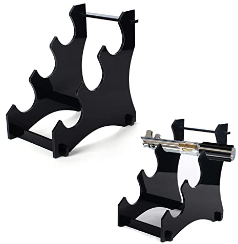 Lichtschwertständer Schwertständer Schwerthaken 3-lagig Acryl Desktop Lichtschwert Display Ständer Schwertständer Display Ständer Schwert Ständer Halter (Schwarz)