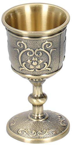 Hapivida CáLiz de Copa Vintage, Copa de Vino de Bronce en Relieve Mini Copas de Vino Copa de Cobre Real Medieval Europea Vino para Beber Whisky Vodka Licor de Vino (S)