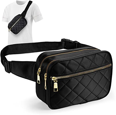 Juachy Riñoneras Mujer de Moda: Bolso Riñonera Mujer Elegante Impermeable Bolsa Cruzado para Viaje Trabajo Fiesta Festivales Música