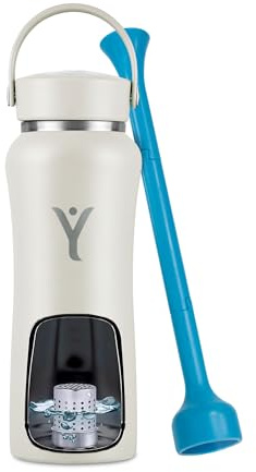 DYLN Hydrogen Water Bottle | Create Hydrating Alkaline Hydrogen-Rich Water Up to 9 pH | Vacuum Insulated Stainless Steel Water Bottle | Keeps Water Cold for 24 Hours | 25 oz, Pearl