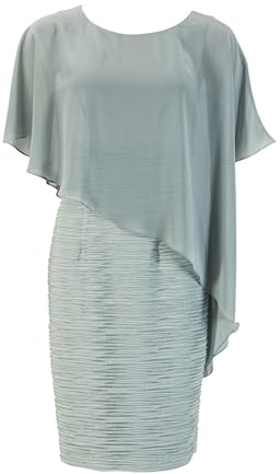 Elegante Leichtigkeit - Cocktailkleid aus glänzendem Stoff mit asymmetrischem Chiffon-Überwurf