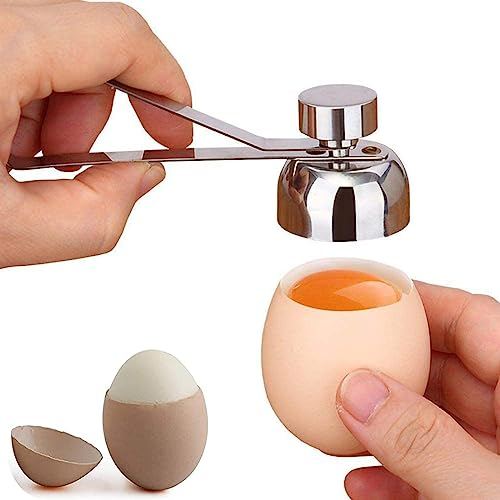 Pubiao Abridor de huevos de acero inoxidable, accesorio de cocina para huevos duros crudos o blandos, apto para lavavajillas
