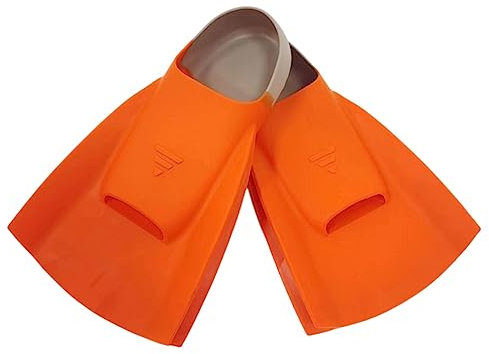 ENEN Schwimmflossen, Schnorchelflossen kurz Verstellbare Flossen für Kinder und Erwachsene zum Schnorcheln, Schwimmen (XS(30-32 Meter),Orange + helles Curry)