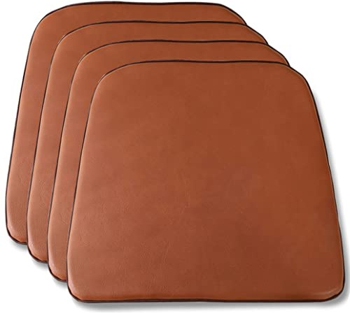 KLZUOPT Esszimmerstuhlpolster, Leder-Stuhlpolster für Esszimmerstühle (1/2/4 Packungen Stuhlkissen), rutschfeste U-förmige Sitzkissen für Küchenstühle (Farbe: Braun, Größe: 40 x 44 cm (4 Packungen))