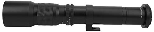 Teleobjetivo de 500 Mm, Teleobjetivo de Enfoque Manual F8-F32, Lente de Aumento 2X, Tamaño de Filtro Frontal de 67 Mm, T2 para Cámara SLR con Montura EF-S (Negro)