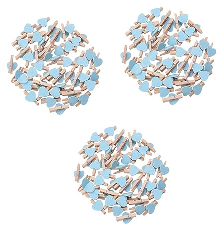 Ciieeo 150pièces Clips Bois Forme De Cœur Décoration Bleue pour Photos Et Peintures Accessoires Amusants pour Bricolage Et Scrapbooking