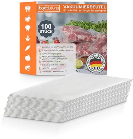 Boxolutions Profi-Vakuumierbeutel für alle Geräte - mit 170µm extra stark und reißfest - 30x40 cm - Wabenstruktur - BPA-Frei - Aromafest - 100 Stück
