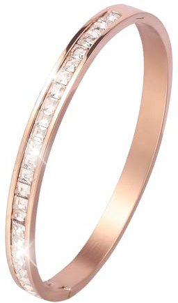 MILAKOO 4/6/8mm Edelstahl Armreif mit Strasssteinen Damen Stainless Steel Edelstahl Armschmuck für Party