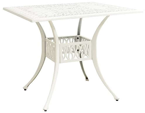 ULUYYUC Campingtisch Partytisch Klapptisch CafetischGartentisch Weiß 90x90x73 cm Aluminiumgussgeeignet für Balkone, Terrassen und Laubengänge