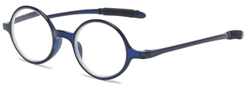 ABETOS Lesebrille Rund Klein Herren Damen Retro Lesebrillen TR90 Flexibel Leicht Vollrandbrille Mini Vintage Computer Sehhilfe Lesehilfe (Dunkelblau+1.5)