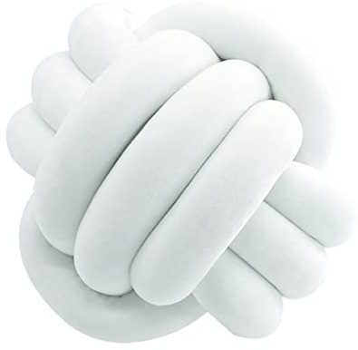 Knotenkissen, Geknotetes Kissen, Weiches Plüsch Knoten Kugelkissen Hand Geflochten Knoten Pillow Ball Zierkissen für Sofa, Bett, Dekorativ (Weiß, 20cm)