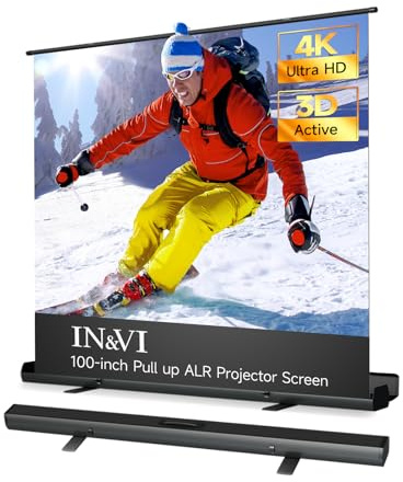 Portable ALR Manual Pull Up Projector Screen,100 in Outdoor Projector Screen 178°Viewing Angle Portable Movie Screen 3D/4K HD 16: 9 Wrinkle-Free Design for Movie Home Theater Backyard Night