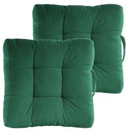 Quantum Interior Sitzkissen 2er Set Stuhlkissen 40x40x8cm für Indoor und Outdoor Dicke Polsterung Steppkissen/Bodenkissen mit Schlaufe zum tragen (Petrol)