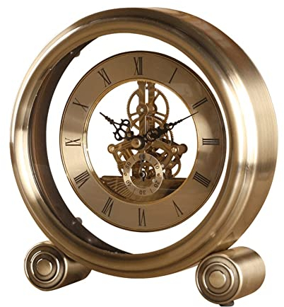 LUOYAOB Vintage Kaminuhr Chime Tischuhr, Vintage -Ausrüstungsuhr, übergroße römische Ziffer Desktop -Manteluhren for Wohnzimmer, Küchenbüro, Wohnkultur