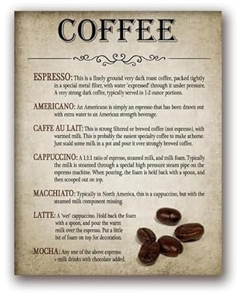SHUYINGHENGXIE Coffee Making Vintage Poster Print Coffee Bean Wall Art Canvas Painting Picture Home Decor No Frame-C_40x50cm
