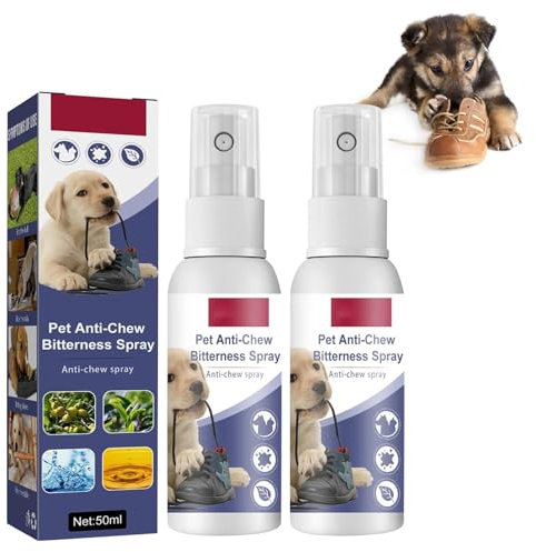 2 Stück Anti Kau Spray Hund, Tierabwehrspray 100ml, Anti Kratz Spray Katzen, Anti Knabber Spray Hunde, Bitterspray Hund, Bitterstoffe Spray, Hält Hunde Wirksam vom Kauen ab Möbel, Kleidung und Schuhe
