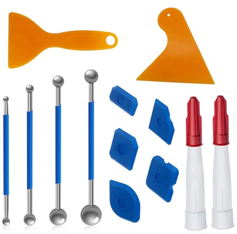 WANYIG Silikonentferner Werkzeug Set Silikon Abzieher Fugenwerkzeug Fugenkratzer Werkzeug Schaber Kit Fugenglätter Set Silikon für Bäder Fußböden Küchenfliesen Fenster Abdichtung (15 Stück)