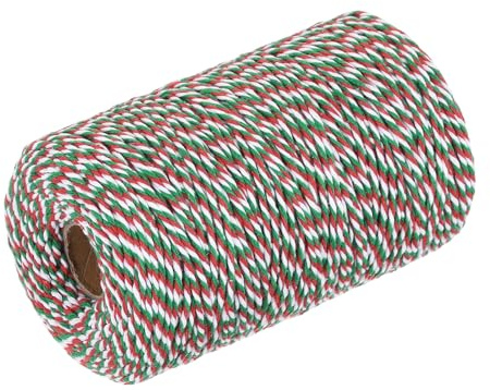 QUARKZMAN Baumwollseil Geflochtenes Kordel, Rot Grün und Weiß 200M/218 Yard 2mm Durchmesser für Wanddekoration, Pflanzenaufhängung, Stricken, Makramee-Knoten