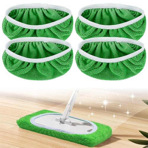 4 Stück für Swiffer Bodentücher Tücher Mikrofaser Set, 25 x11,5cm Wiederverwendbar für Swiffer Sweeper Mop Bodenwischer Nass Trocken Wischmopp Bezug, Ideal für Swiffer Bodenwischer Wet & Dry Starter