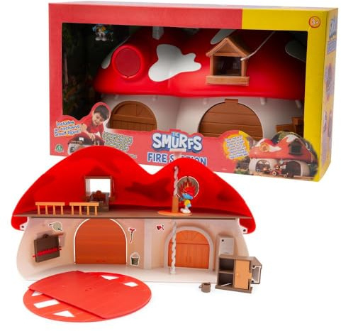 Giochi Preziosi Los Pitufos – Playset de la estación de Bomberos de los Pitufos, Divertido y Colorido, Incluye pitufo tontolone Exclusivo de 5,5 cm y Accesorios, para niños a Partir de 3 años