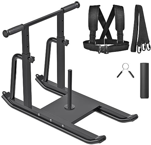 QYEZSOTL Gewichtsschlitten Fitnessschlitten, höhenverstellbarer Gewichtstrainingsschlitten, steigert Muskelkraft und Explosive Kraft, geeignet für 1 und 2 Gewichtsscheiben