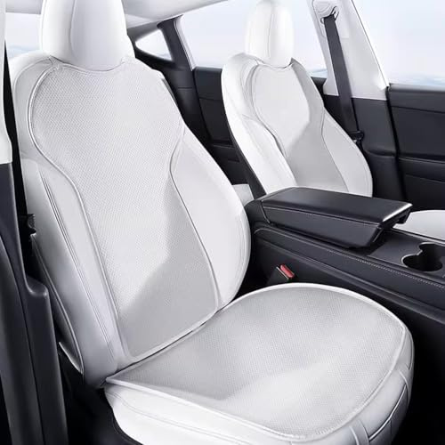 Ywooon Cubierta del Asiento Delantero del Automóvil para Tesla Model 3/Y/S 2017-2025 2026 Balta Suave y Sin Deslizamiento-Cushion de Asiento de Confort para Iinteriores de Conducción Whiteice, 4 PCS